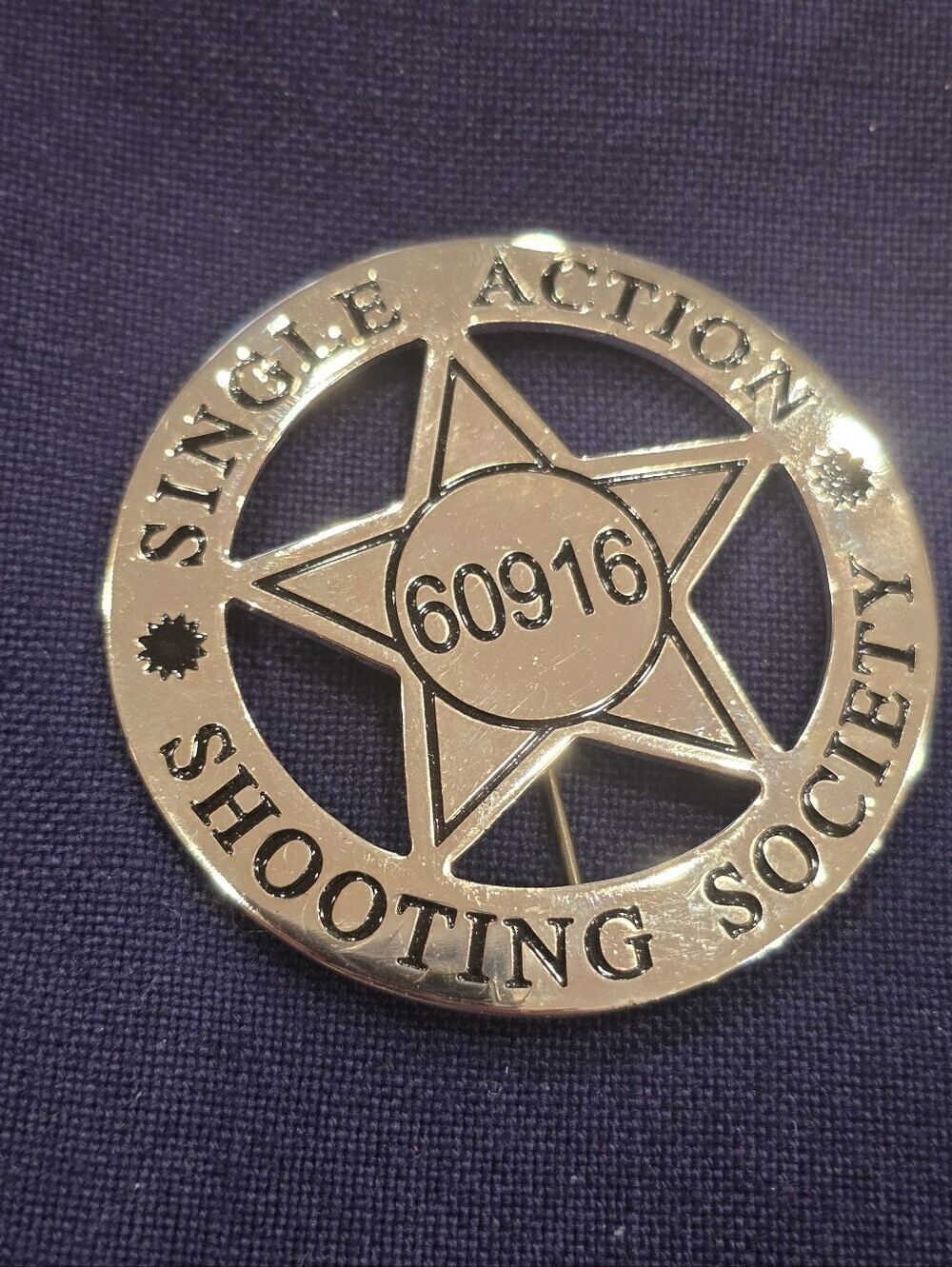 Single Action Shooting Society SASS Badge Lapel Pin - Chrome Finish